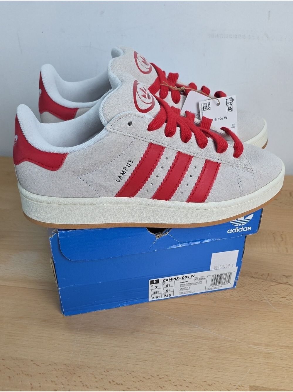 adidas Campus Suede Sneakers in Gray & Red Size 7 Women No Insoles